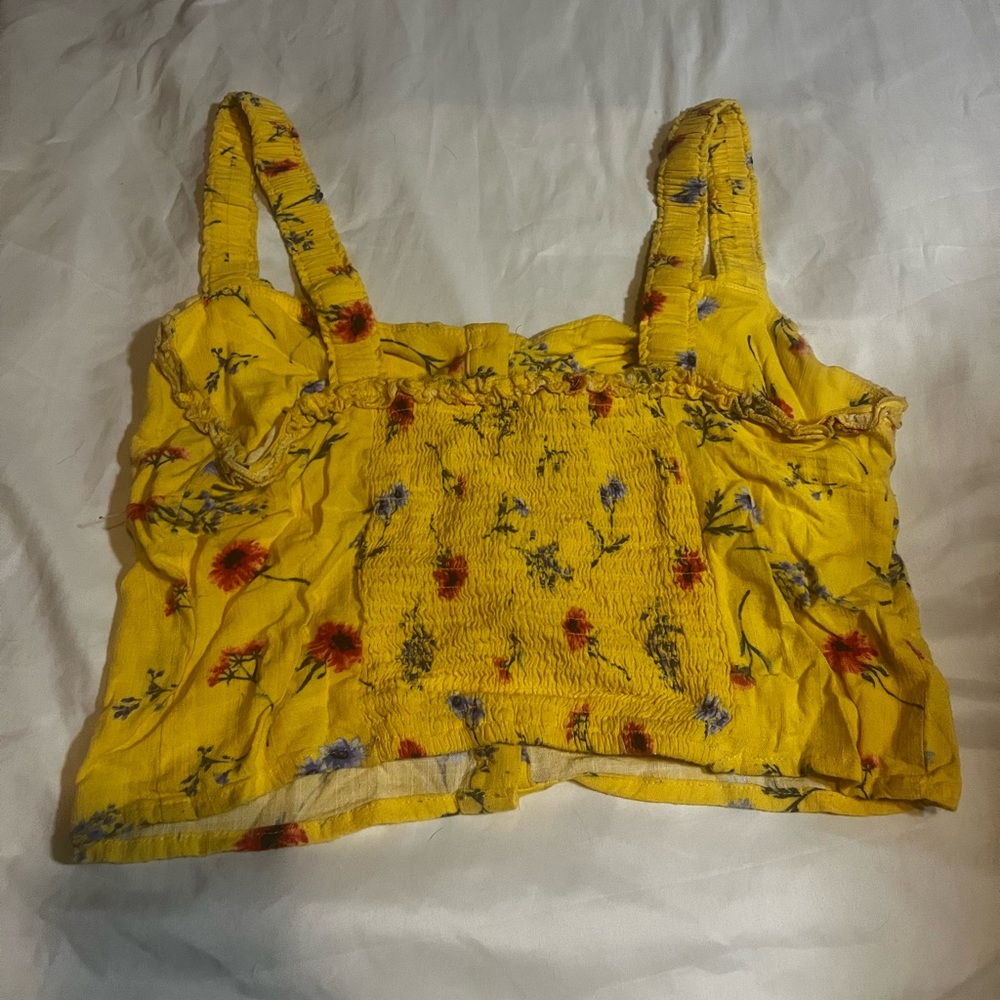 yellow floral crop top